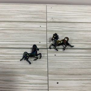 Rainbow Oil Slick Style Unicorn Brooches Set Of 2